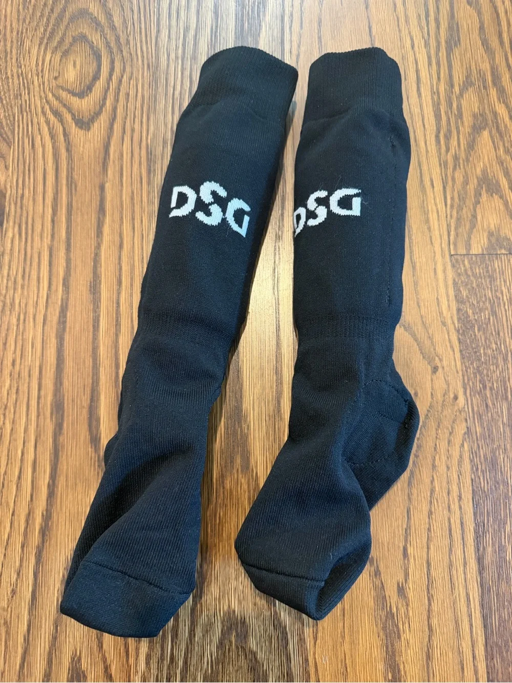 DSG Black Kids Shin Soccer Socks with Black Shin Guards Size XS